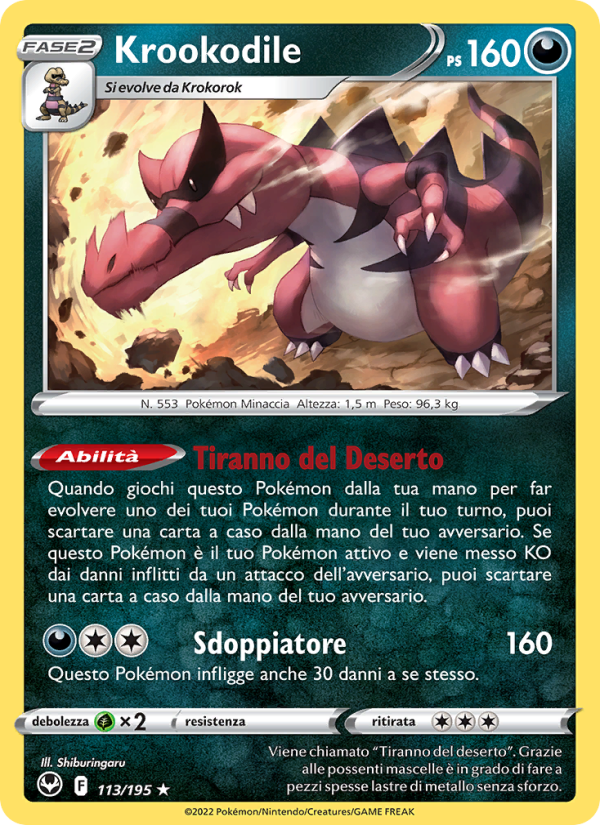 Krookodile 113/245 — Silver Tempest (Italian Pokémon TCG card)