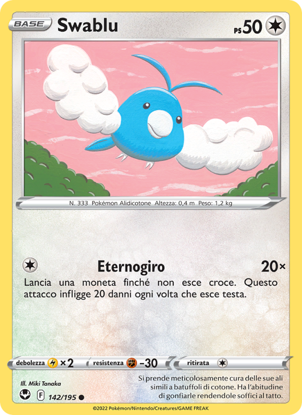Swablu 142/245 — Silver Tempest (Italian Pokémon TCG card)