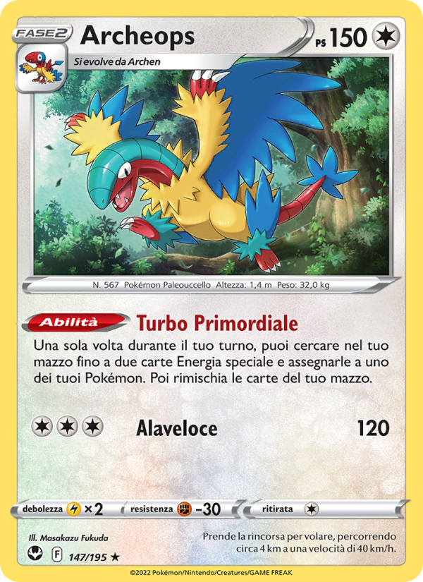 Archeops 147/245 — Silver Tempest (Italian Pokémon TCG card)
