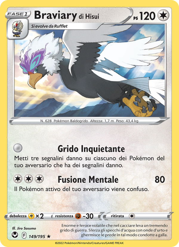 Braviary di Hisui 149/245 — Silver Tempest (Italian Pokémon TCG card)