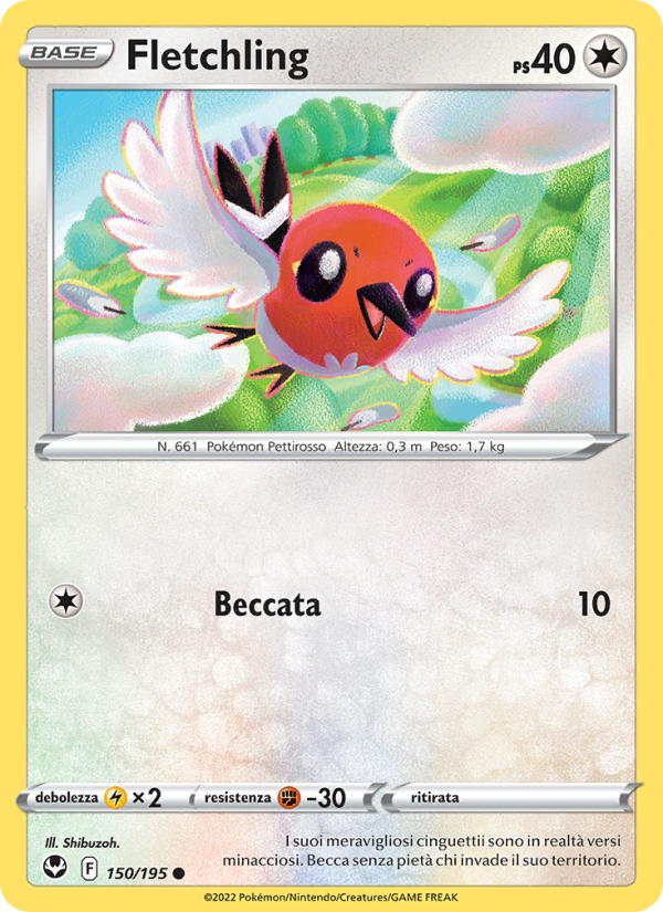 Fletchling 150/245 — Silver Tempest (Italian Pokémon TCG card)