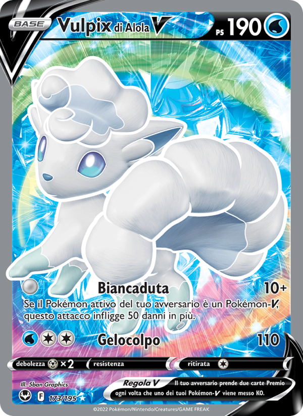 Vulpix di Alola V 173/245 — Silver Tempest (Italian Pokémon TCG card)