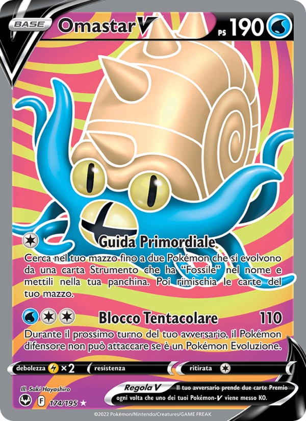 Omastar V 174/245 — Silver Tempest (Italian Pokémon TCG card)