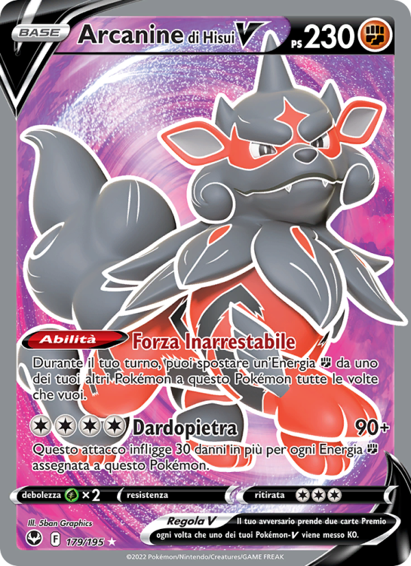 Arcanine di Hisui V 179/245 — Silver Tempest (Italian Pokémon TCG card)