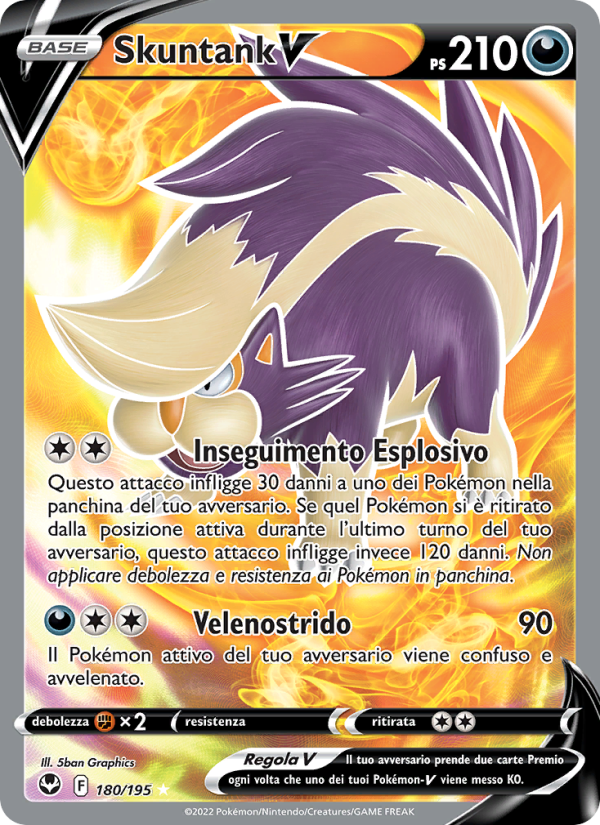 Skuntank V 180/245 — Silver Tempest (Italian Pokémon TCG card)