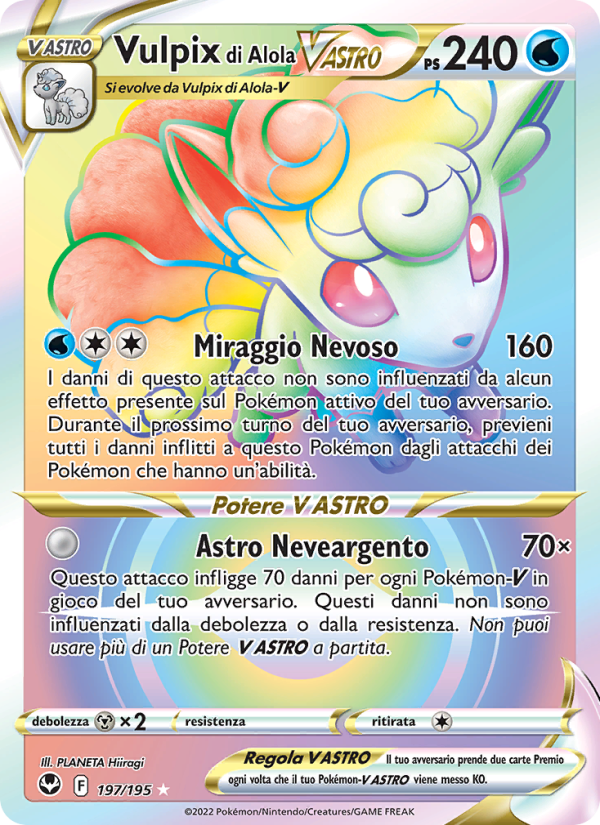 Vulpix di Alola V ASTRO 197/245 — Silver Tempest (Italian Pokémon TCG card)