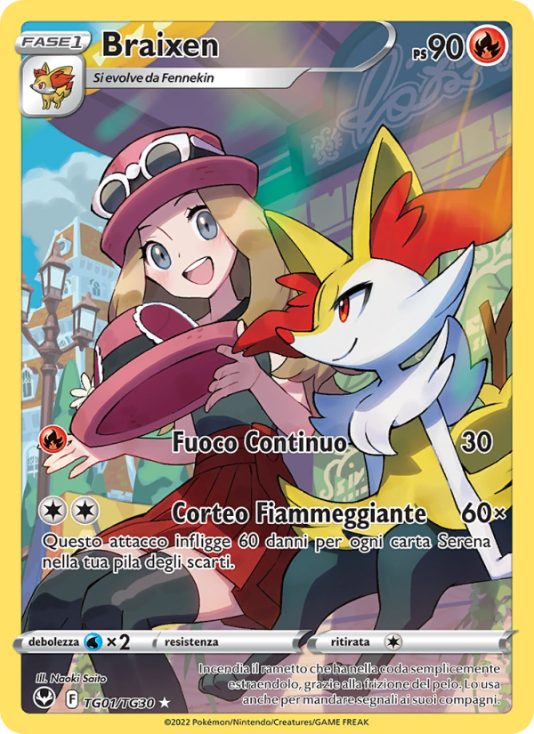 Braixen TG01 — Silver Tempest (Italian Pokémon TCG card)
