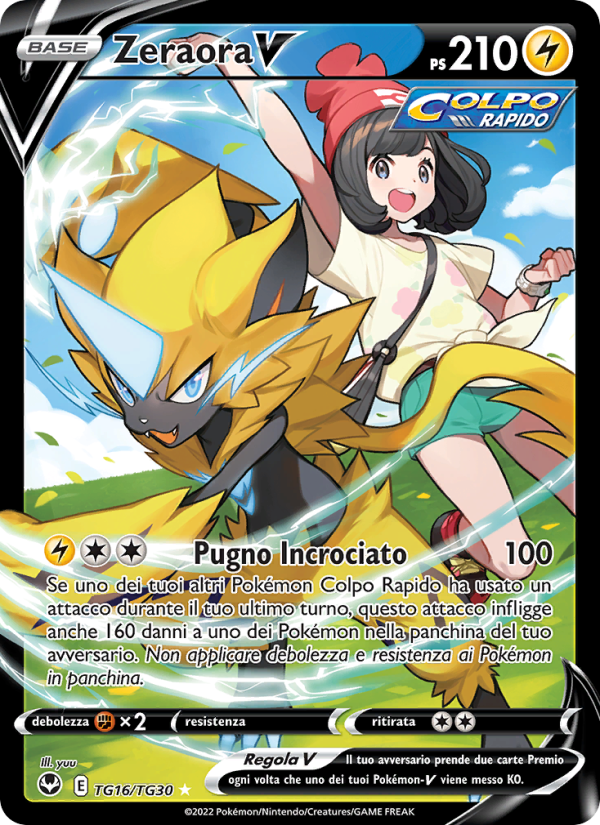 Zeraora V TG16 — Silver Tempest (Italian Pokémon TCG card)