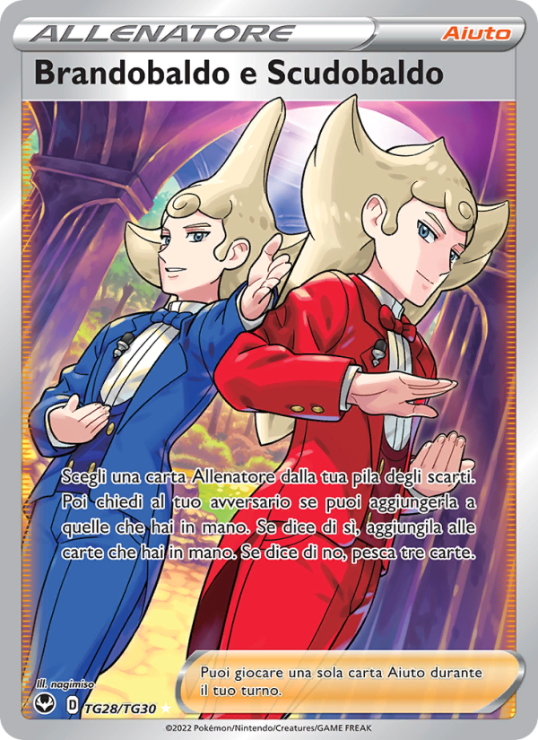 Brandobaldo e Scudobaldo TG28 — Silver Tempest (Italian Pokémon TCG card)