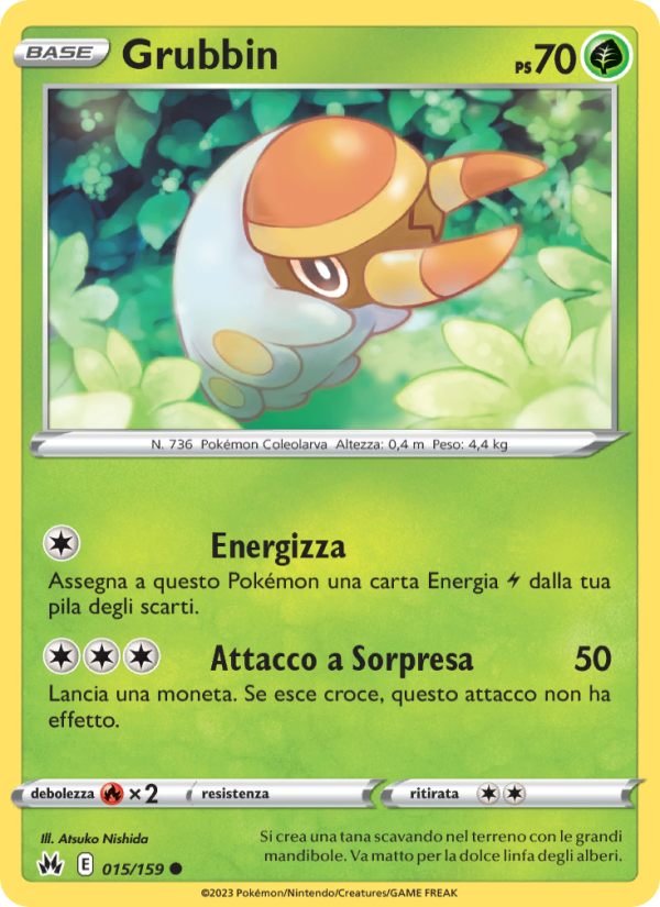 Grubbin 015/230 — Crown Zenith (Italian Pokémon TCG card)