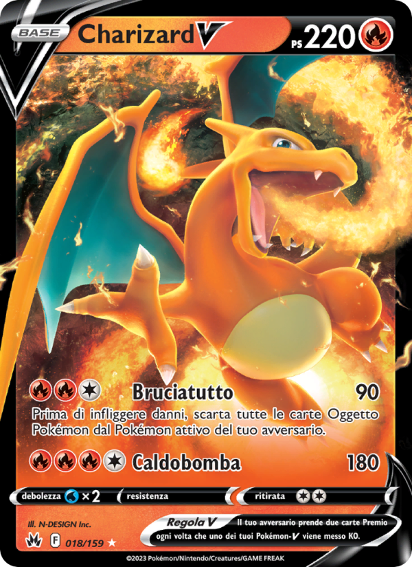 Charizard V 018/230 — Crown Zenith (Italian Pokémon TCG card)