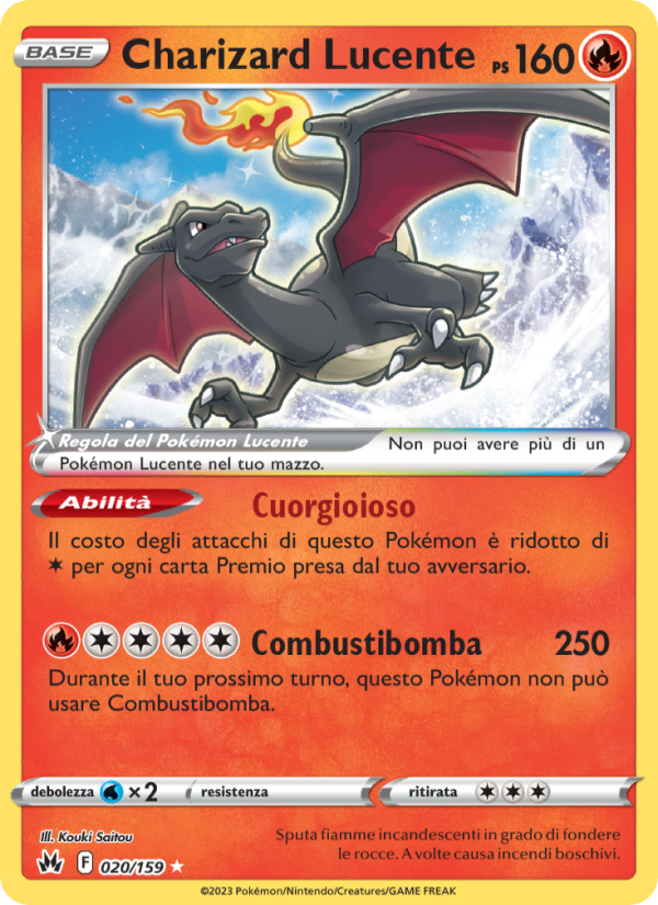 Charizard Lucente 020/230 — Crown Zenith (Italian Pokémon TCG card)