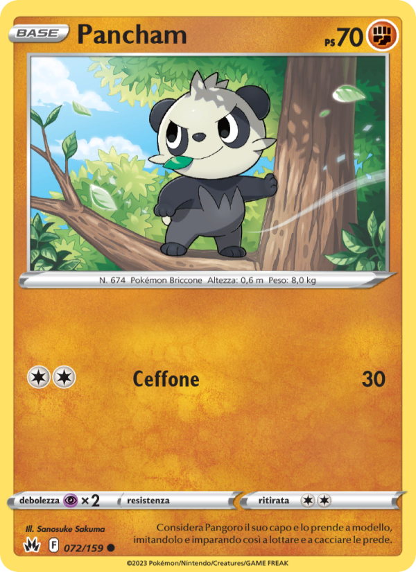 Pancham 072/230 — Crown Zenith (Italian Pokémon TCG card)