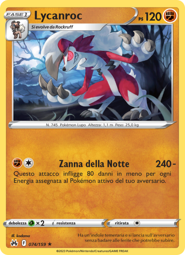 Lycanroc 074/230 — Crown Zenith (Italian Pokémon TCG card)