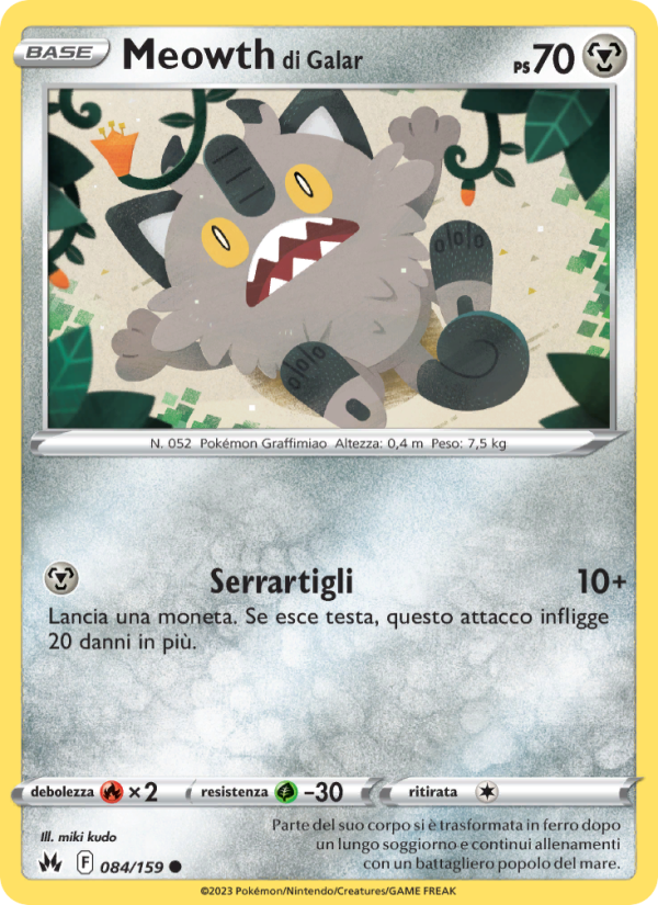 Meowth di Galar 084/230 — Crown Zenith (Italian Pokémon TCG card)