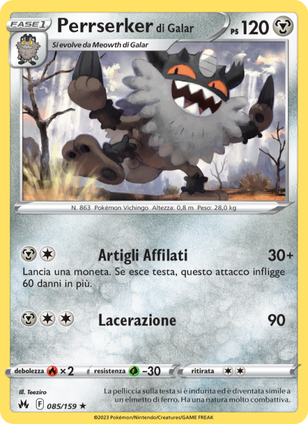 Perrserker di Galar 085/230 — Crown Zenith (Italian Pokémon TCG card)