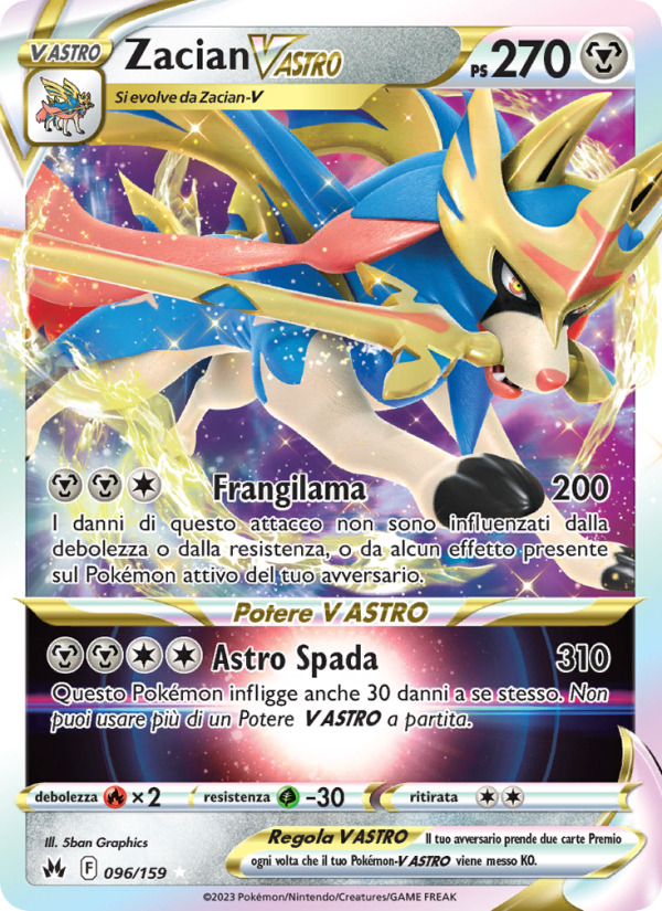 Zacian V ASTRO 096/230 — Crown Zenith (Italian Pokémon TCG card)