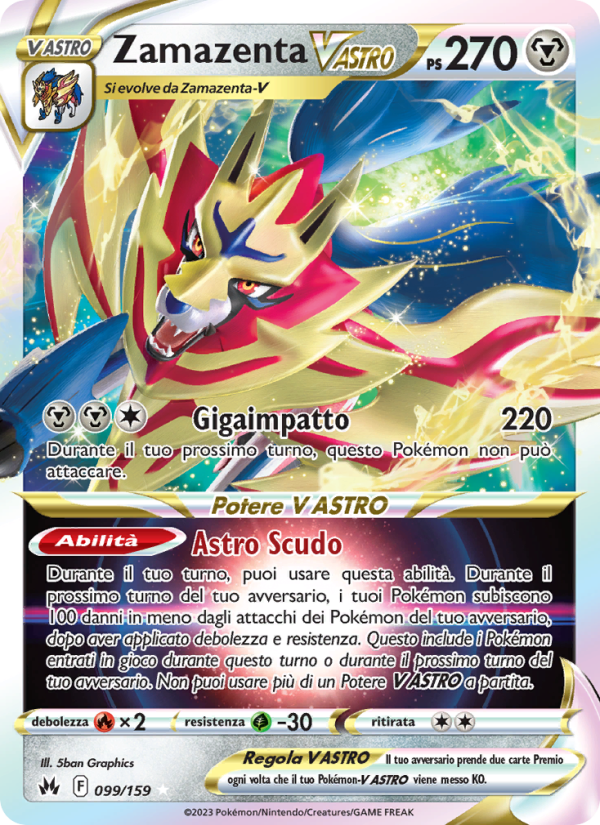 Zamazenta V ASTRO 099/230 — Crown Zenith (Italian Pokémon TCG card)
