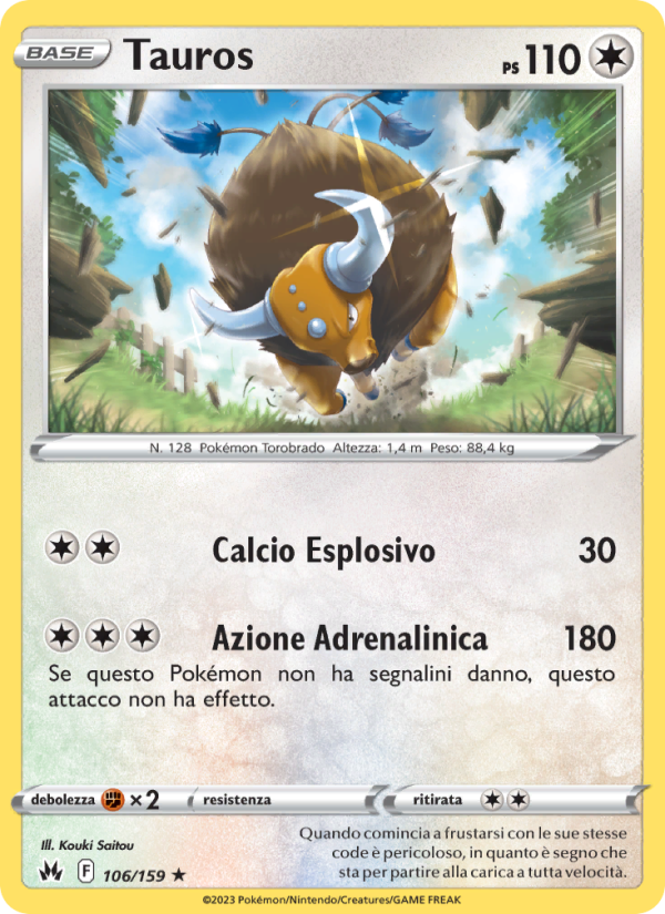 Tauros 106/230 — Crown Zenith (Italian Pokémon TCG card)