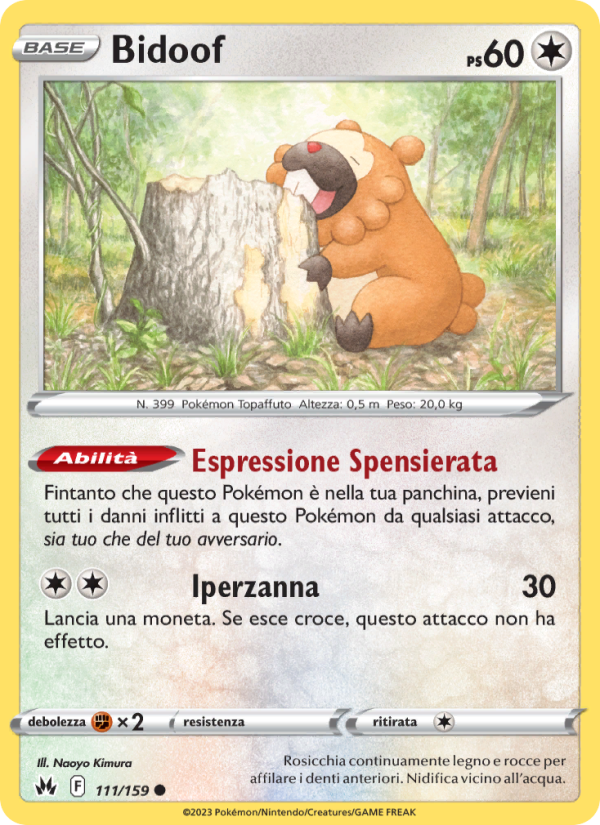 Bidoof 111/230 — Crown Zenith (Italian Pokémon TCG card)