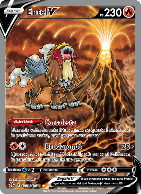 Entei V GG36 — Crown Zenith (Italian Pokémon TCG card)