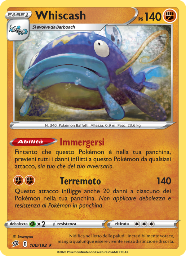 Whiscash 100/209 — Rebel Clash (Italian Pokémon TCG card)