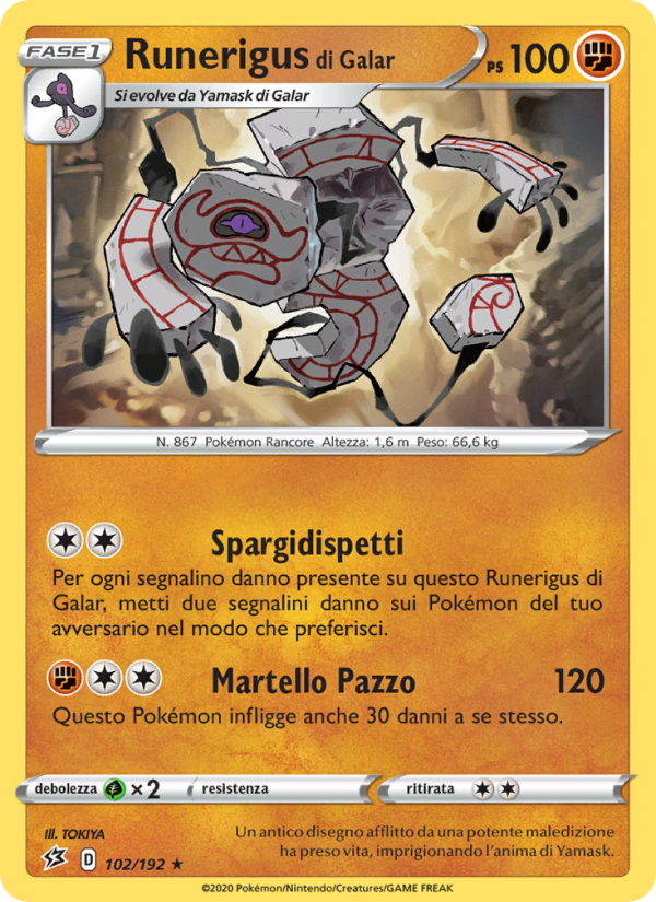 Runerigus di Galar 102/209 — Rebel Clash (Italian Pokémon TCG card)