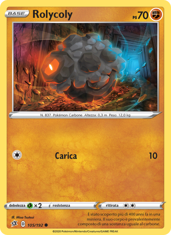 Rolycoly 105/209 — Rebel Clash (Italian Pokémon TCG card)