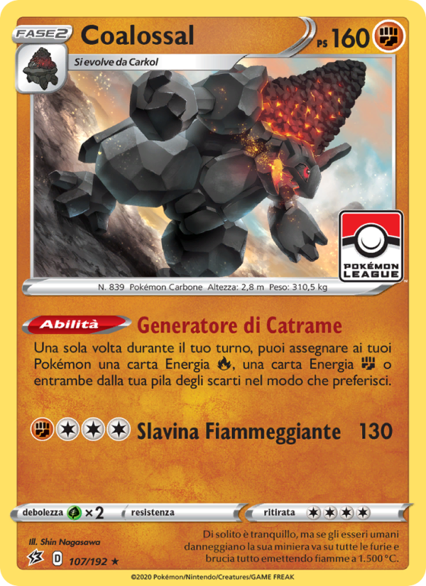 Coalossal 107/209 — Rebel Clash (Italian Pokémon TCG card)
