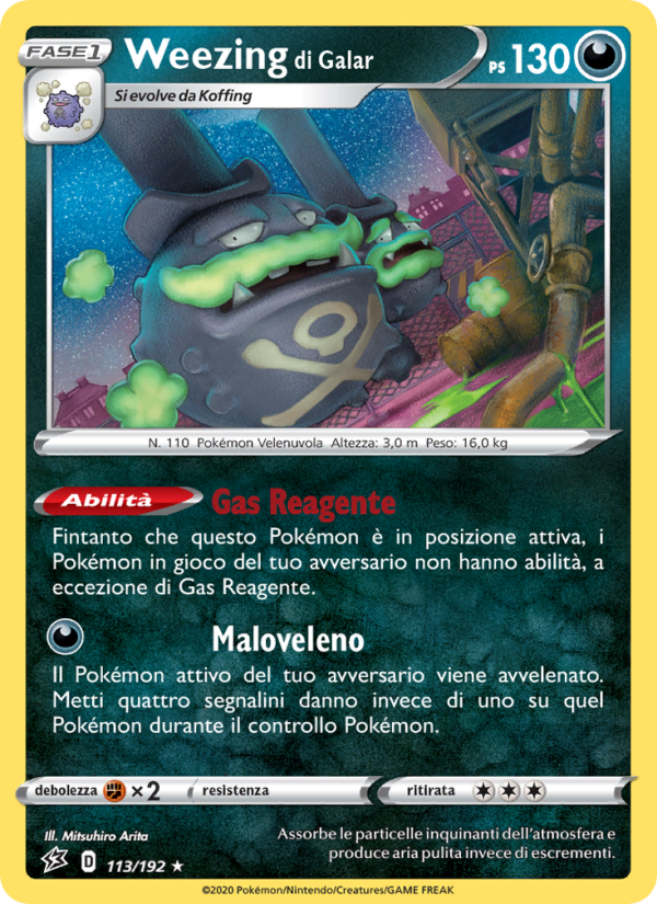 Weezing di Galar 113/209 — Rebel Clash (Italian Pokémon TCG card)