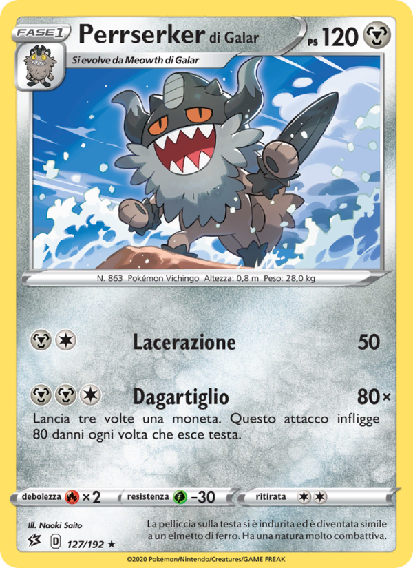 Perrserker di Galar 127/209 — Rebel Clash (Italian Pokémon TCG card)