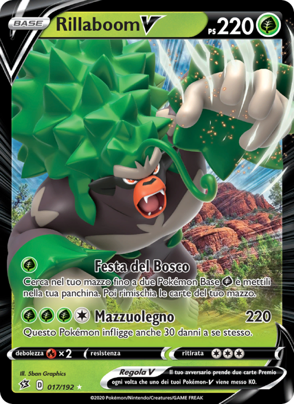 Rillaboom V 017/209 — Rebel Clash (Italian Pokémon TCG card)