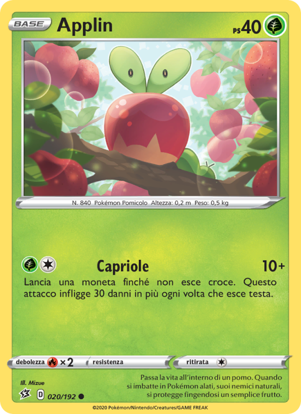 Applin 020/209 — Rebel Clash (Italian Pokémon TCG card)