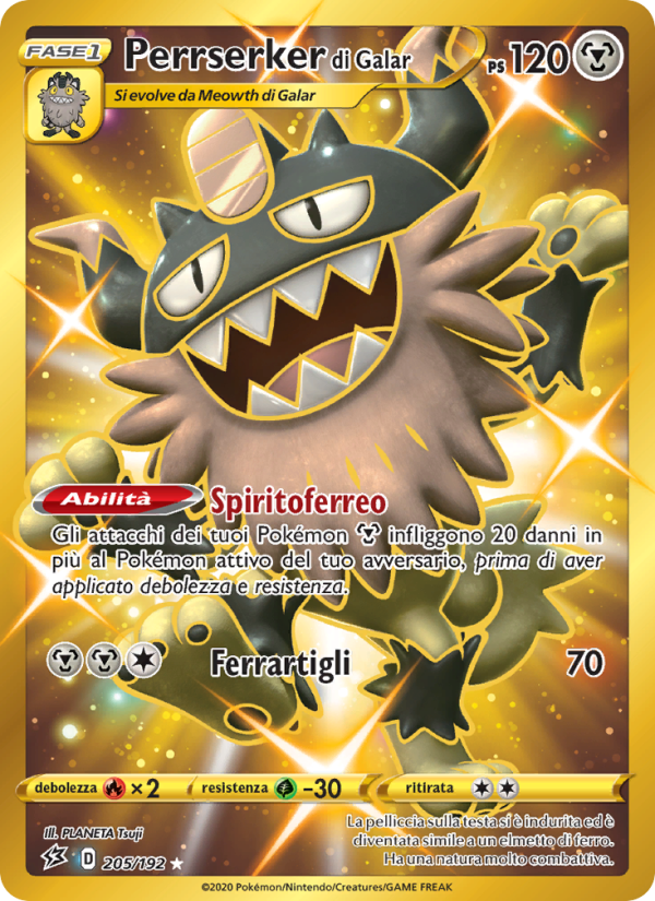 Perrserker di Galar 205/209 — Rebel Clash (Italian Pokémon TCG card)