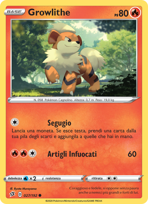 Growlithe 027/209 — Rebel Clash (Italian Pokémon TCG card)