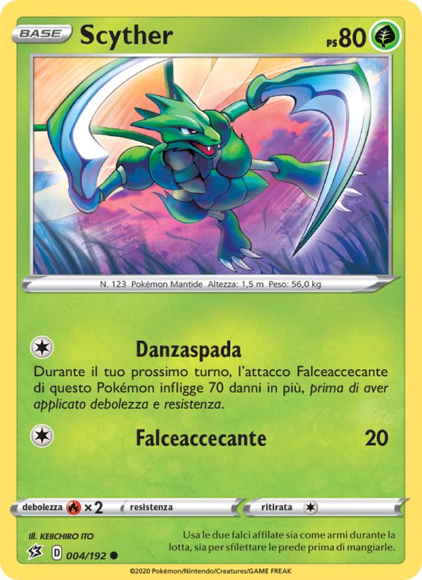 Scyther 004/209 — Rebel Clash (Italian Pokémon TCG card)