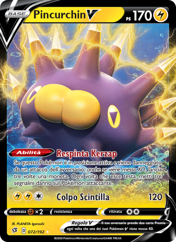 Pincurchin V 072/209 — Rebel Clash (Italian Pokémon TCG card)