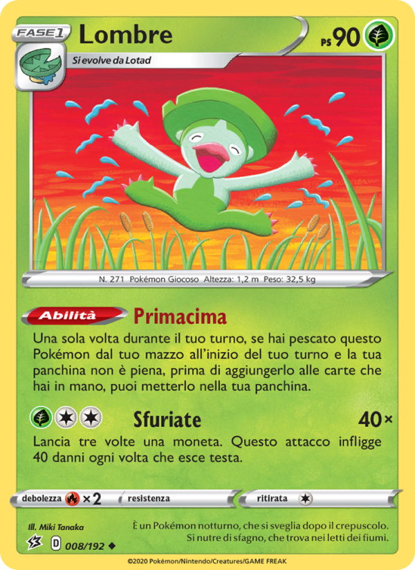 Lombre 008/209 — Rebel Clash (Italian Pokémon TCG card)
