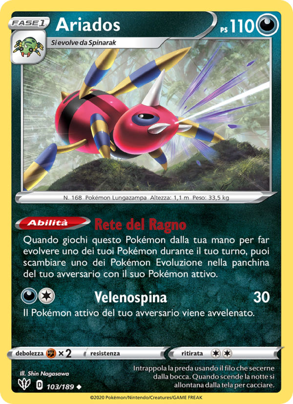 Ariados 103/201 — Darkness Ablaze (Italian Pokémon TCG card)