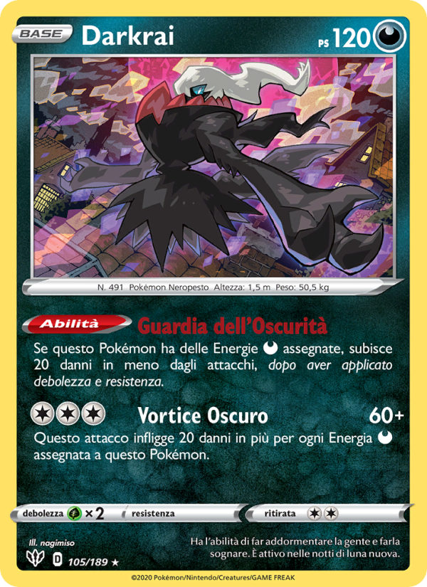Darkrai 105/201 — Darkness Ablaze (Italian Pokémon TCG card)