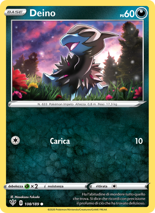 Deino 108/201 — Darkness Ablaze (Italian Pokémon TCG card)