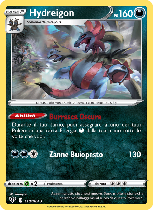 Hydreigon 110/201 — Darkness Ablaze (Italian Pokémon TCG card)