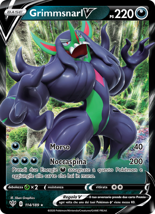 Grimmsnarl V 114/201 — Darkness Ablaze (Italian Pokémon TCG card)