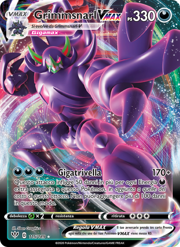 Grimmsnarl VMAX 115/201 — Darkness Ablaze (Italian Pokémon TCG card)
