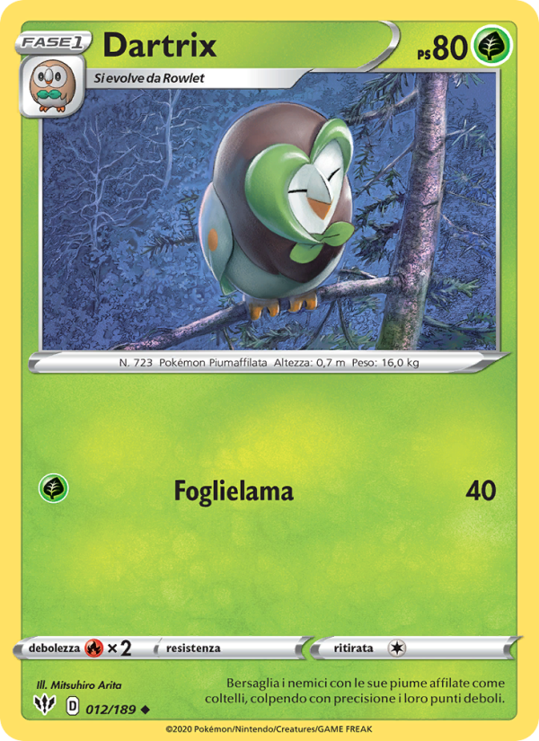 Dartrix 012/201 — Darkness Ablaze (Italian Pokémon TCG card)