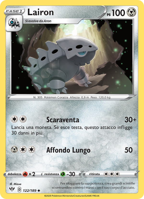Lairon 122/201 — Darkness Ablaze (Italian Pokémon TCG card)