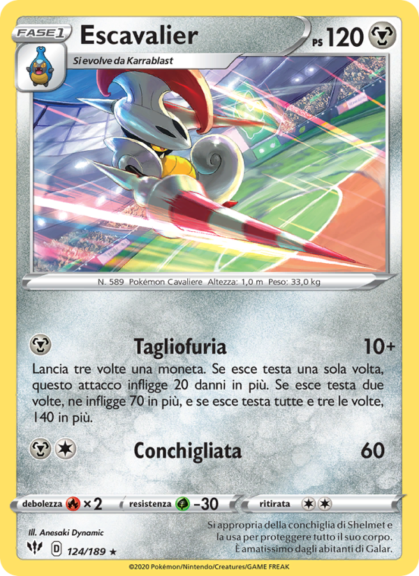 Escavalier 124/201 — Darkness Ablaze (Italian Pokémon TCG card)