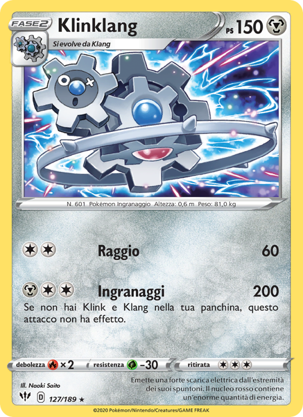 Klinklang 127/201 — Darkness Ablaze (Italian Pokémon TCG card)