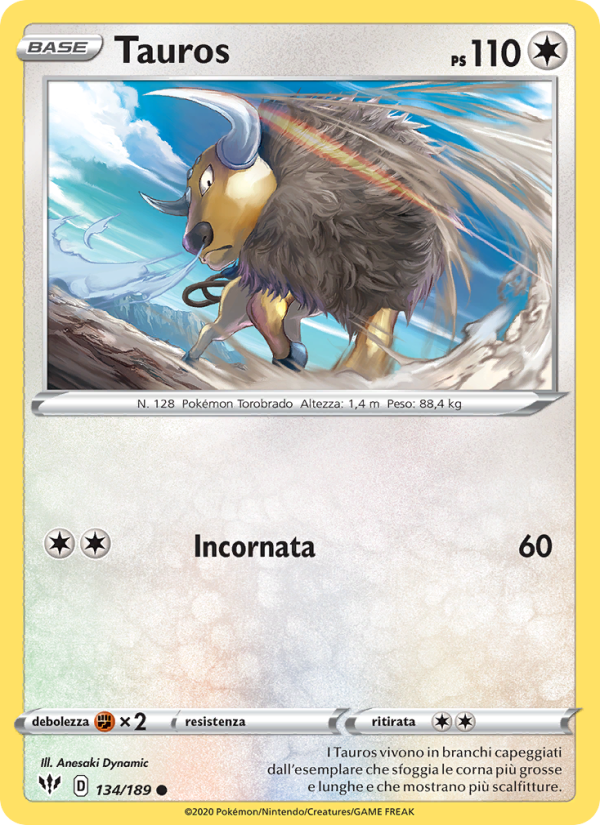 Tauros 134/201 — Darkness Ablaze (Italian Pokémon TCG card)