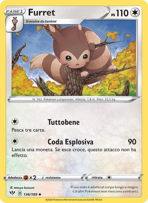 Furret 136/201 — Darkness Ablaze (Italian Pokémon TCG card)
